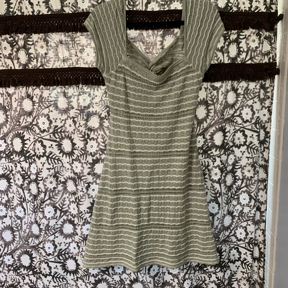 Hollister Sage Green Textured Knit Dress